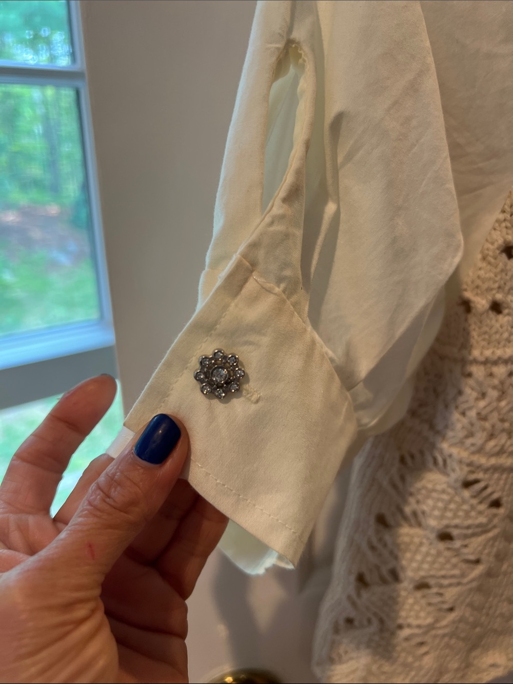 Zara Ivory Crochet Puff Sleeve Top - Picture 4 of 5